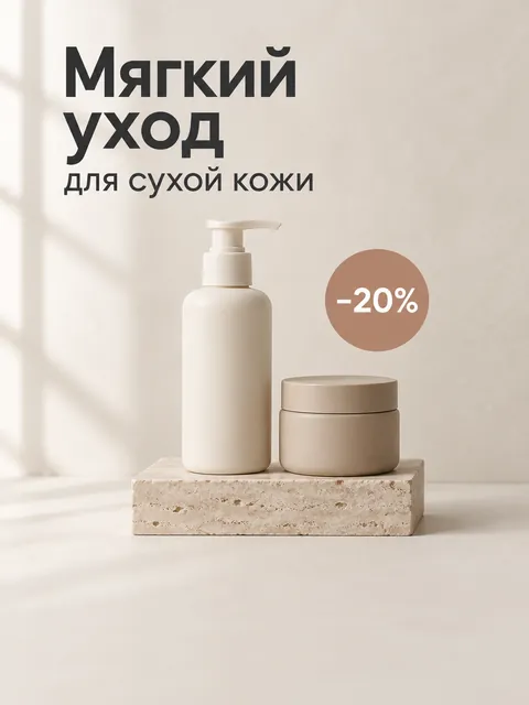 Промо-карточка средств для волос с заголовком на светлом камне среди листьев